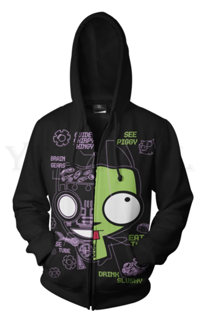 Anime Invader Zim Sweatshirt Men and Women Zipper Hoodies 3d Print Hooded Jacket for Boys Harajuku Streetwear Cosplay
Anime Invader Zim Sweatshirt Men and Women Zipper Hoodies 3d Print Hooded Jacket for Boys Harajuku Streetwear Cosplay