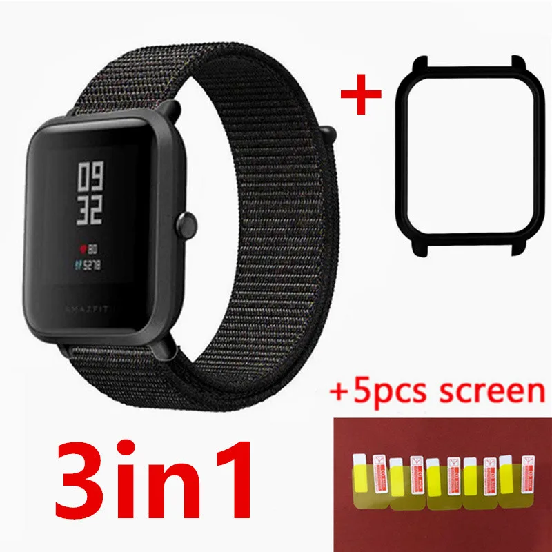 3in1 20mm nylon Velcro Wrist strap+Case+5pcs screen film for xiaomi huami Amazfit Bip BIT Quick release waterproof Watch strap
3in1 20mm nylon Velcro Wrist strap+Case+5pcs screen film for xiaomi huami Amazfit Bip BIT Quick release waterproof Watch strap