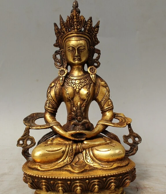 

Details about 8" Tibet Buddhism Bronze Gilt Seat Amitayus longevity God Goddess Buddha Statue R0715