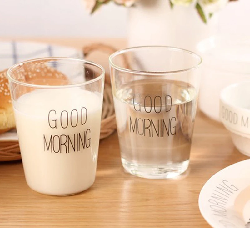 Heat-resistant Glass Mug 330ml Brief Style Good Morning Glass Breakfast Cups Glassware Cups Mugs for Milk Smoothie Drinkware
Heat-resistant Glass Mug 330ml Brief Style Good Morning Glass Breakfast Cups Glassware Cups Mugs for Milk Smoothie Drinkware