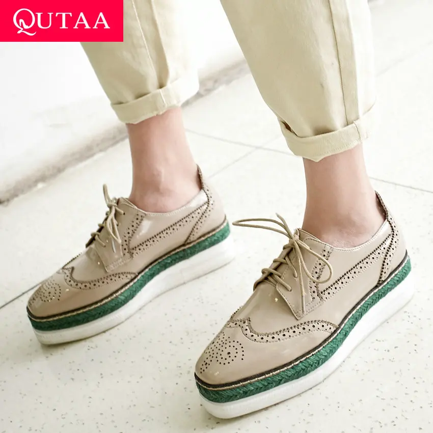 QUTAA 2019 Women Shoes Platform Lace Up Cow Leather Wedges Middle Heel Leisure Ladies Single Shoes Spring/Autumn Size 34-39
QUTAA 2019 Women Shoes Platform Lace Up Cow Leather Wedges Middle Heel Leisure Ladies Single Shoes Spring/Autumn Size 34-39