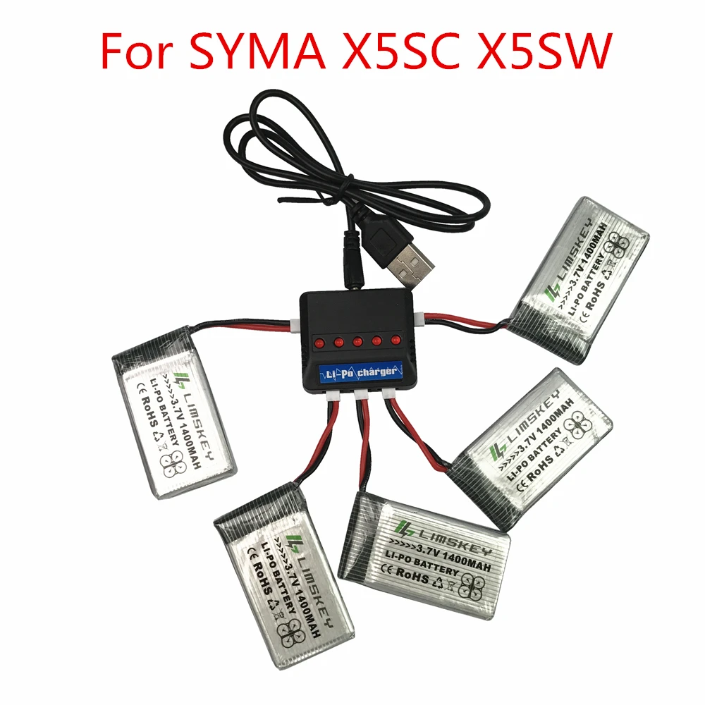 Limskey 1400mAh 3.7V LiPo Battery + USB AC Charger for SYMA X5SW X5SC X5HW X5HC XS801 RC Drone Quadcopter Spare Battery Parts
Limskey 1400mAh 3.7V LiPo Battery + USB AC Charger for SYMA X5SW X5SC X5HW X5HC XS801 RC Drone Quadcopter Spare Battery Parts