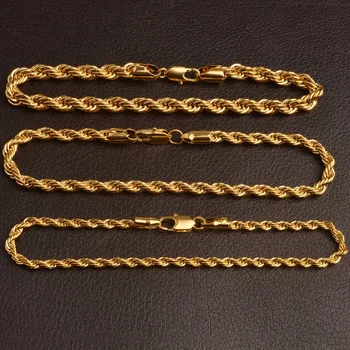Anniyo (ONE PIECE) Twisted Chain Bracelets for Women/Men,Gold Color Jewelry Bangles Trendy Best Gifts #009616