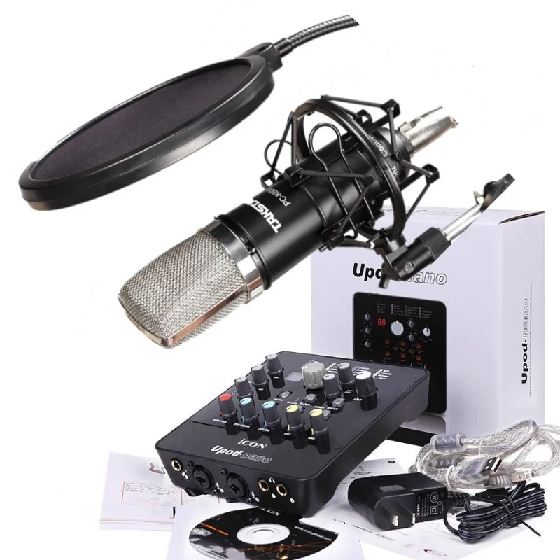 Takstar PC-K600 recording microphone with ICON Upod nano sound card professional for studio recording,chat room,broadcasting
Takstar PC-K600 recording microphone with ICON Upod nano sound card professional for studio recording,chat room,broadcasting