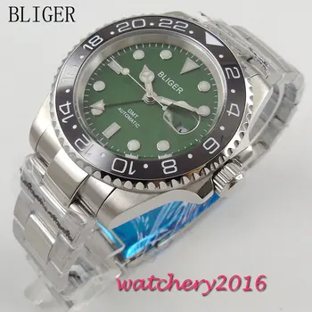 Dress 40mm Bliger Green Dial black ceramic bezel Sapphire Glass Auto Date GMT Automaic Movement Men's Mechanical Wristwatches
Dress 40mm Bliger Green Dial black ceramic bezel Sapphire Glass Auto Date GMT Automaic Movement Men's Mechanical Wristwatches