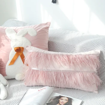 50x30cm pink/blue real feather embroidered pillowcase sofa fur lumbar cushion cover fluffy ostrich feather waist pillowcase
50x30cm pink/blue real feather embroidered pillowcase sofa fur lumbar cushion cover fluffy ostrich feather waist pillowcase