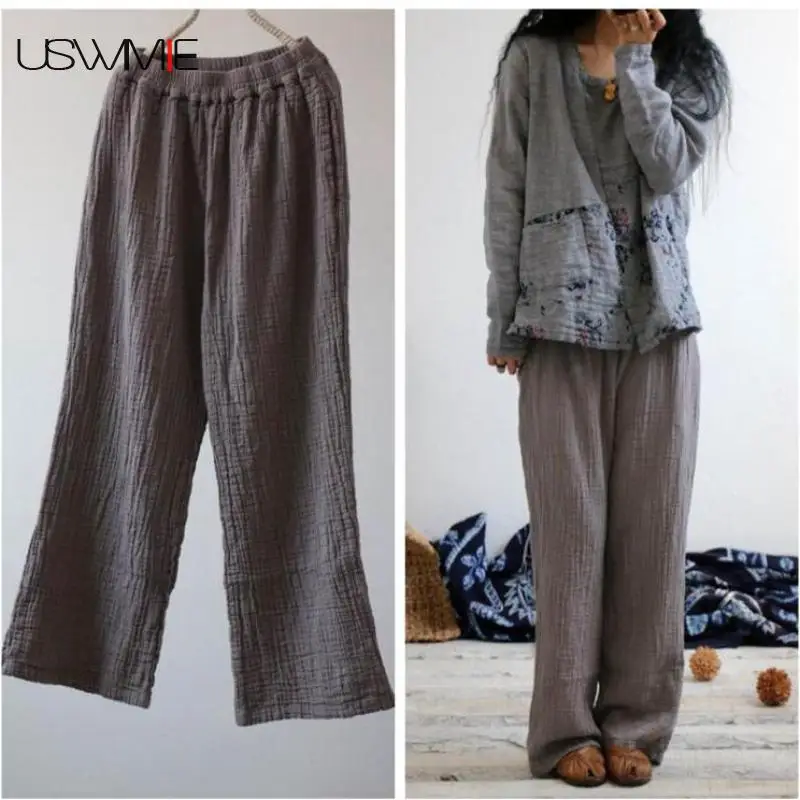 USWMIE 2018 Spring New Relaxation Loose Elastic Waist Flax Wide Leg Pants Solid Color Contracted And Comfortable Trousers Women
USWMIE 2018 Spring New Relaxation Loose Elastic Waist Flax Wide Leg Pants Solid Color Contracted And Comfortable Trousers Women