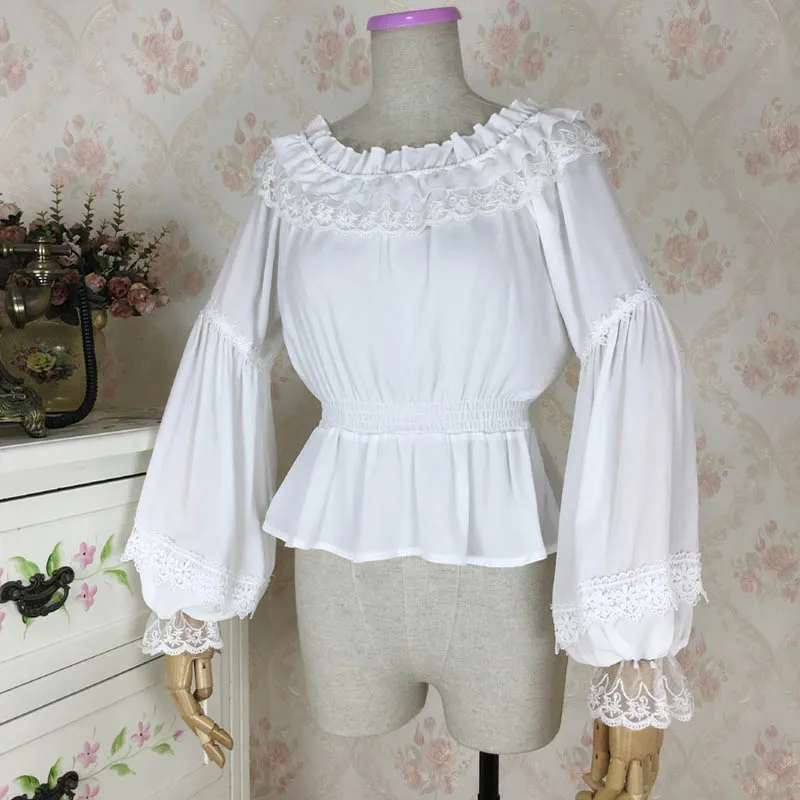 Lady New White/Black Sexy Sweet Lace Chiffon Blouse O-Neck Lantern Sleeve Causal Ruffle Shirts
Lady New White/Black Sexy Sweet Lace Chiffon Blouse O-Neck Lantern Sleeve Causal Ruffle Shirts