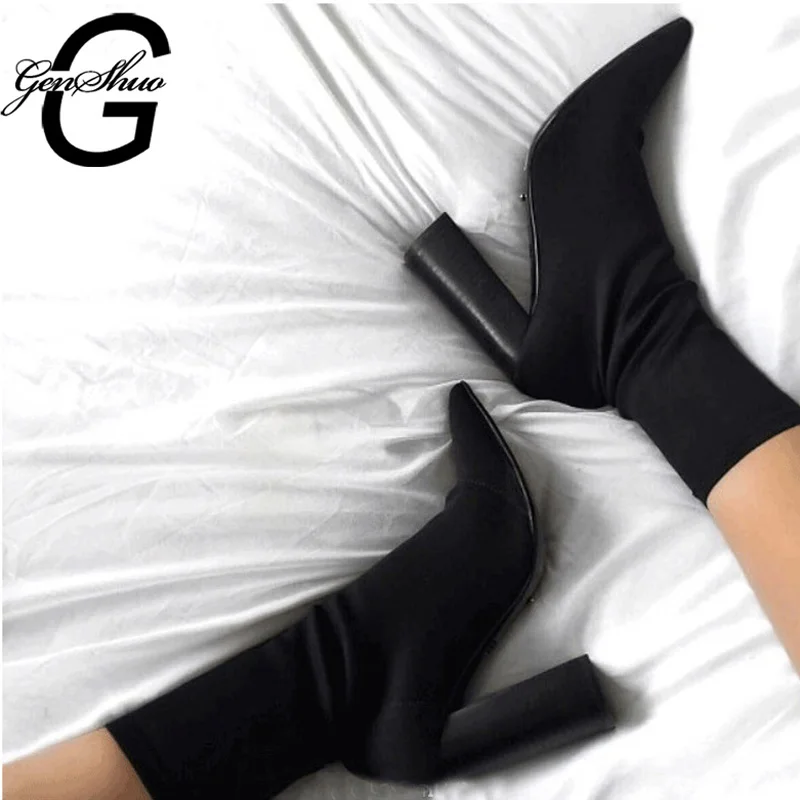 GENSHUO Ankle Boots For Women Casual Women's Shoes Stretch Sock Boots Women's Boots Black Retro Ladies Boots Winter Square Heel
GENSHUO Ankle Boots For Women Casual Women's Shoes Stretch Sock Boots Women's Boots Black Retro Ladies Boots Winter Square Heel