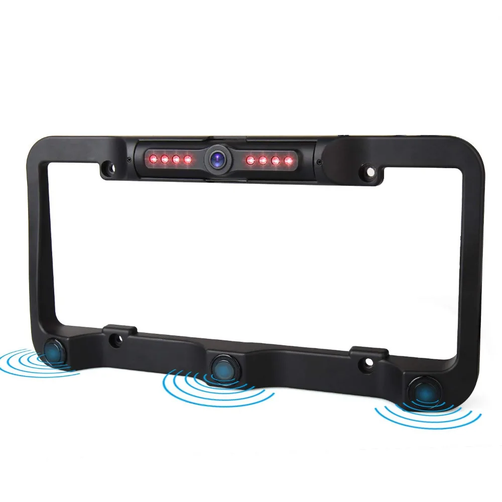 US License Plate Frame Rear View Reverse Backup Camera 170 Degree Universal Reversing Cameras with 8 IR LED 3 Parking Sensors
US License Plate Frame Rear View Reverse Backup Camera 170 Degree Universal Reversing Cameras with 8 IR LED 3 Parking Sensors