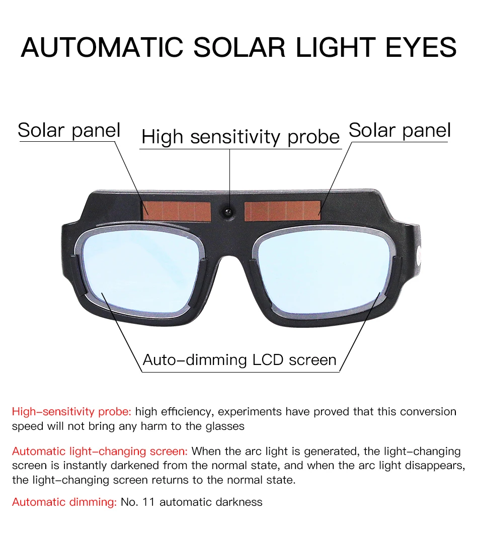 3* Solar Auto Darkening Welder Glasses Welding Safety Eyes Goggles Parts Set Kit