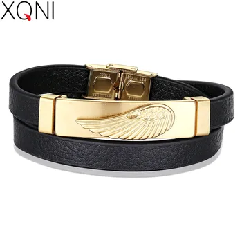 XQNI 4 Colors for Choice Wing Pattern Stainless Steel Leather Bracelet For Men Simple Design Pulseira masculina New Year Jewelry
XQNI 4 Colors for Choice Wing Pattern Stainless Steel Leather Bracelet For Men Simple Design Pulseira masculina New Year Jewelry