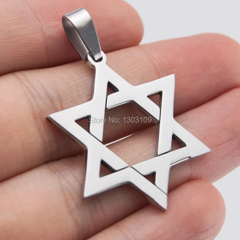 50pcs hexagram diy jewelry polished Magen David Pendant stainless steel Metal Necklace for men women wholesale price | Украшения и