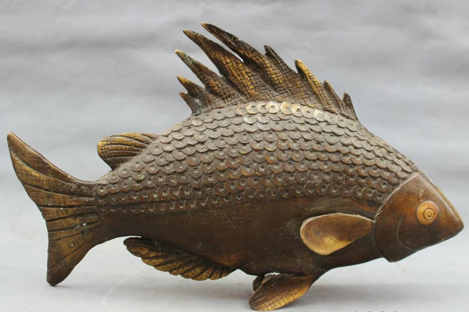 song voge gem S4827 16" Folk Chinese Bronze Auspicious Wealth Coin Fish Statue Animals Sculpture
song voge gem S4827 16" Folk Chinese Bronze Auspicious Wealth Coin Fish Statue Animals Sculpture