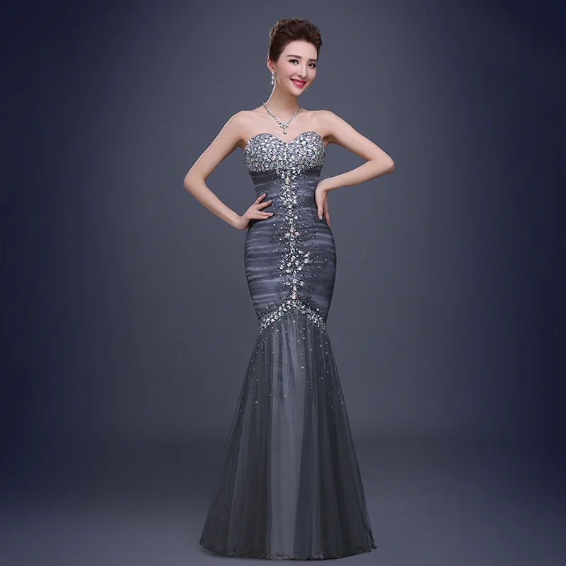 2020 Mermaid Beads Prom Gowns Gray Tulle Lace Sweetheart Long Formal Evening Party Gowns Custom Made vestido de festa
2020 Mermaid Beads Prom Gowns Gray Tulle Lace Sweetheart Long Formal Evening Party Gowns Custom Made vestido de festa