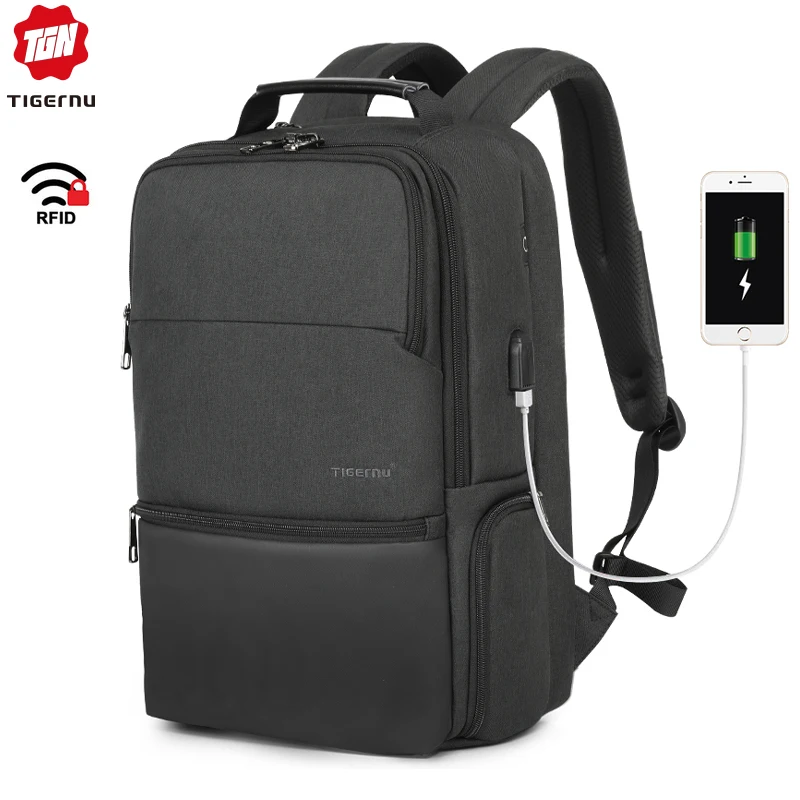 

Tigernu New 15.6" 19" Anti theft Laptop Backpacks Men Waterproof Fashion Bagpacks USB Charge Port Male Large Capacity Travel Bag