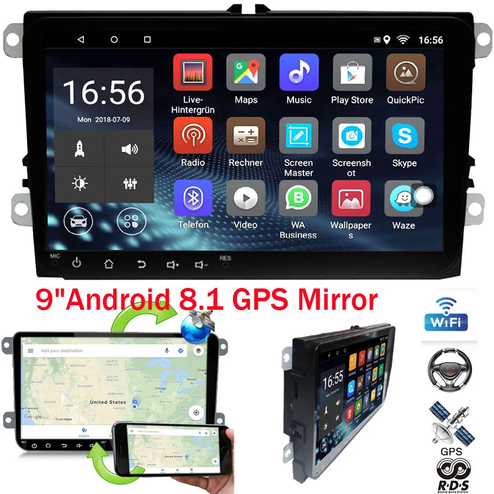 9" Android 8.1 GPS Navi Car Stereo Radio WIFI BT USB FM/AM RDS For Volkswagen Skoda Golf Polo Passat CC Caddy EOS Sharan T
9" Android 8.1 GPS Navi Car Stereo Radio WIFI BT USB FM/AM RDS For Volkswagen Skoda Golf Polo Passat CC Caddy EOS Sharan T