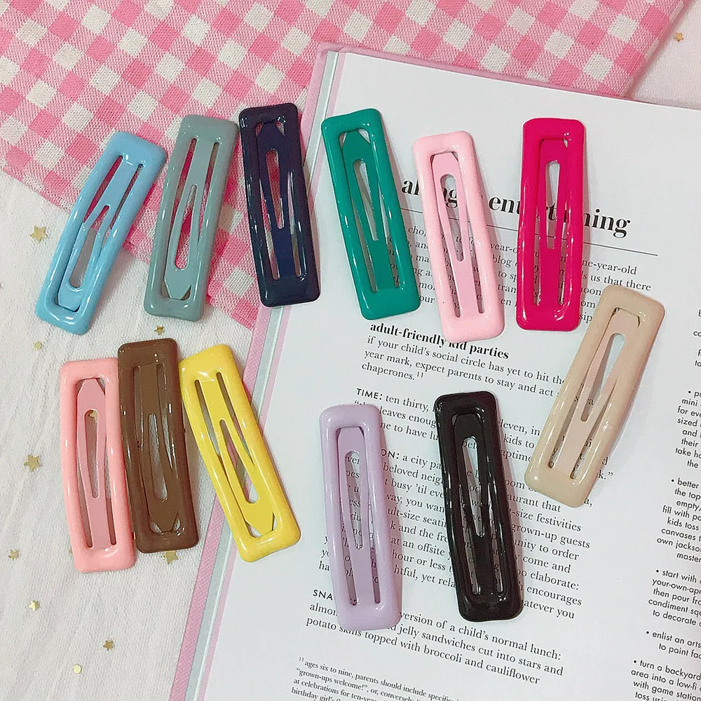 New arrival women 2pcs hair clips girl's lovely candy color hairpin cute Hair accessories lady's basic headwear side clips 
New arrival women 2pcs hair clips girl's lovely candy color hairpin cute Hair accessories lady's basic headwear side clips