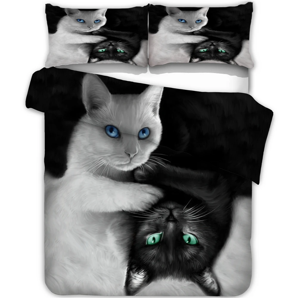 Black White Cat Pattern Printed Duvet Cover Pillowcase 2/3pcs Bedding Set (No Sheet No Filling)45
Black White Cat Pattern Printed Duvet Cover Pillowcase 2/3pcs Bedding Set (No Sheet No Filling)45
