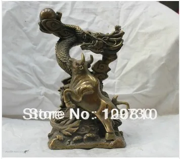 00387 10''Chinese Folk beliefs Pure Bronze statue Dragon Ox Bull FengShui Lucky Statue
00387 10''Chinese Folk beliefs Pure Bronze statue Dragon Ox Bull FengShui Lucky Statue