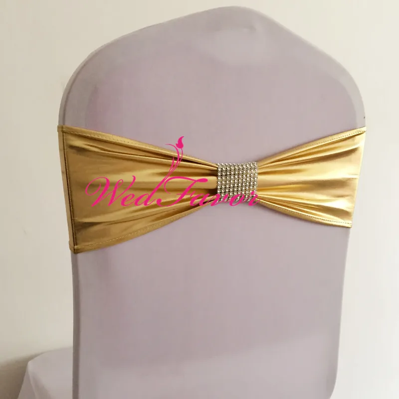 WedFavor 100pcs Lycra Wedding Chair Bow Ties Metallic Gold Silver Spandex Chair Sash Band With Removable Mesh Diamond Buckle
WedFavor 100pcs Lycra Wedding Chair Bow Ties Metallic Gold Silver Spandex Chair Sash Band With Removable Mesh Diamond Buckle