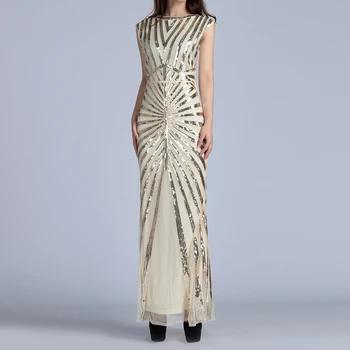 Shinning V Pattern Sequined Round Neck Mesh Maxi Party Dress Women Sleeveless Black Glitter Long Robe Femme Long Dresses
Shinning V Pattern Sequined Round Neck Mesh Maxi Party Dress Women Sleeveless Black Glitter Long Robe Femme Long Dresses