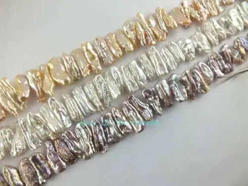 5x17-7x20mm Natural Freshwater Tusk Flat Pearl Loose Beads 15'' | Украшения и аксессуары