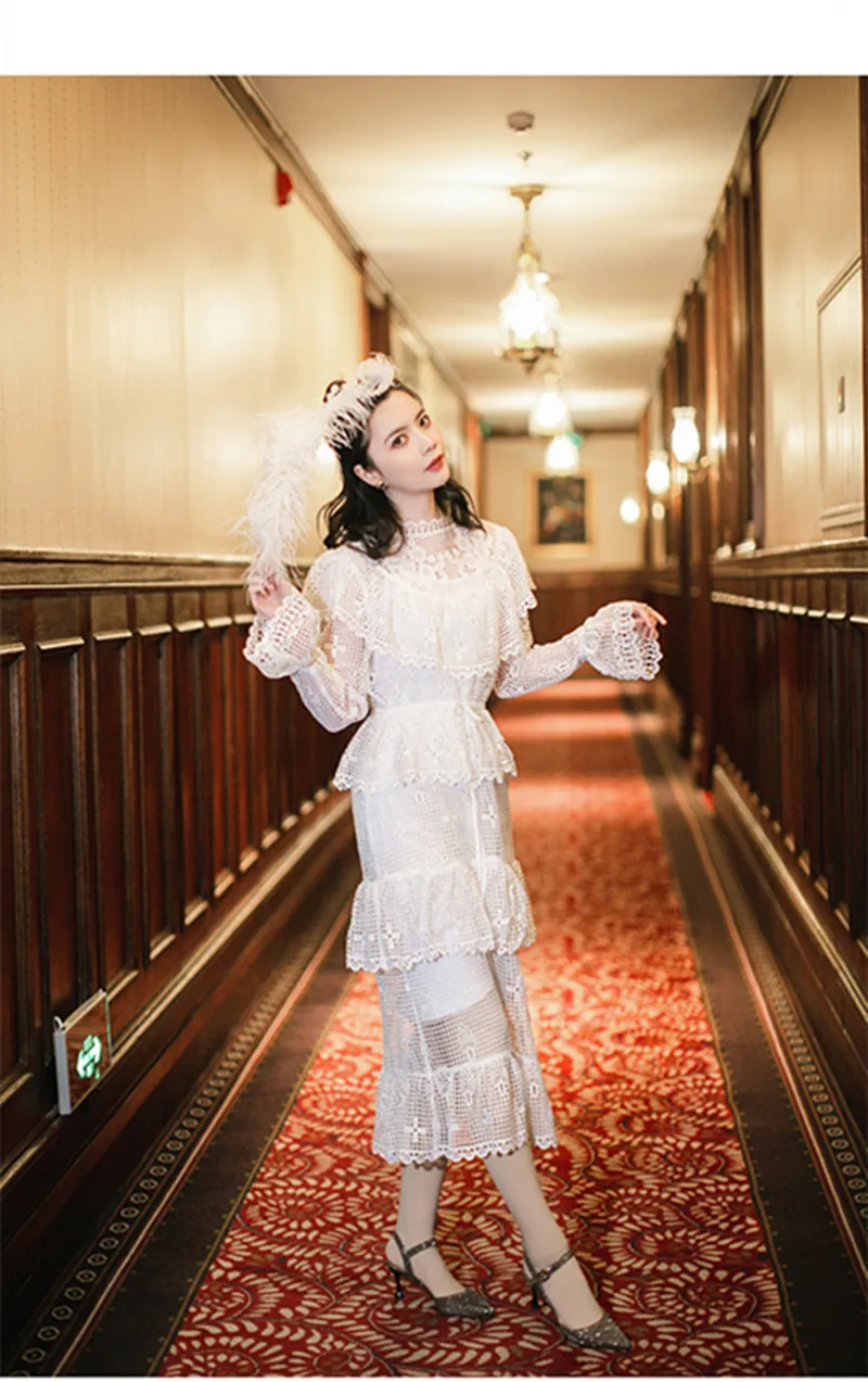 Womans Runway White Lace Hook Flower Hollow Out Cake Long Dress Vestidos 2019 Spring Design Women Fashion Party Long Dresses
Womans Runway White Lace Hook Flower Hollow Out Cake Long Dress Vestidos 2019 Spring Design Women Fashion Party Long Dresses