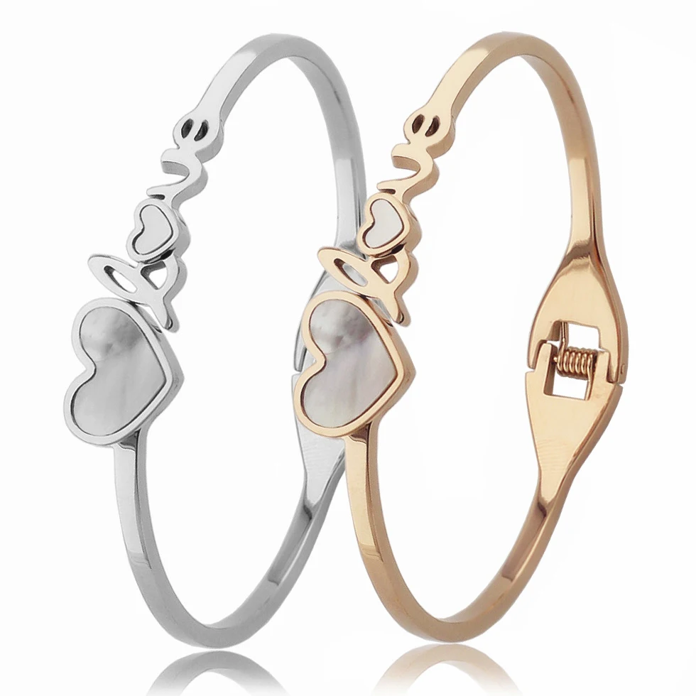 High Quanlity New Fashion Rose gold/Silver Bracelets Jewelry "Love" 316L Stainless Steel Bangle Bracelets for Women Gift
High Quanlity New Fashion Rose gold/Silver Bracelets Jewelry "Love" 316L Stainless Steel Bangle Bracelets for Women Gift