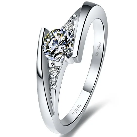 Твердые 18 К 750 кольцо из белого золота с блестящим 0.5Ct Набор для рисования