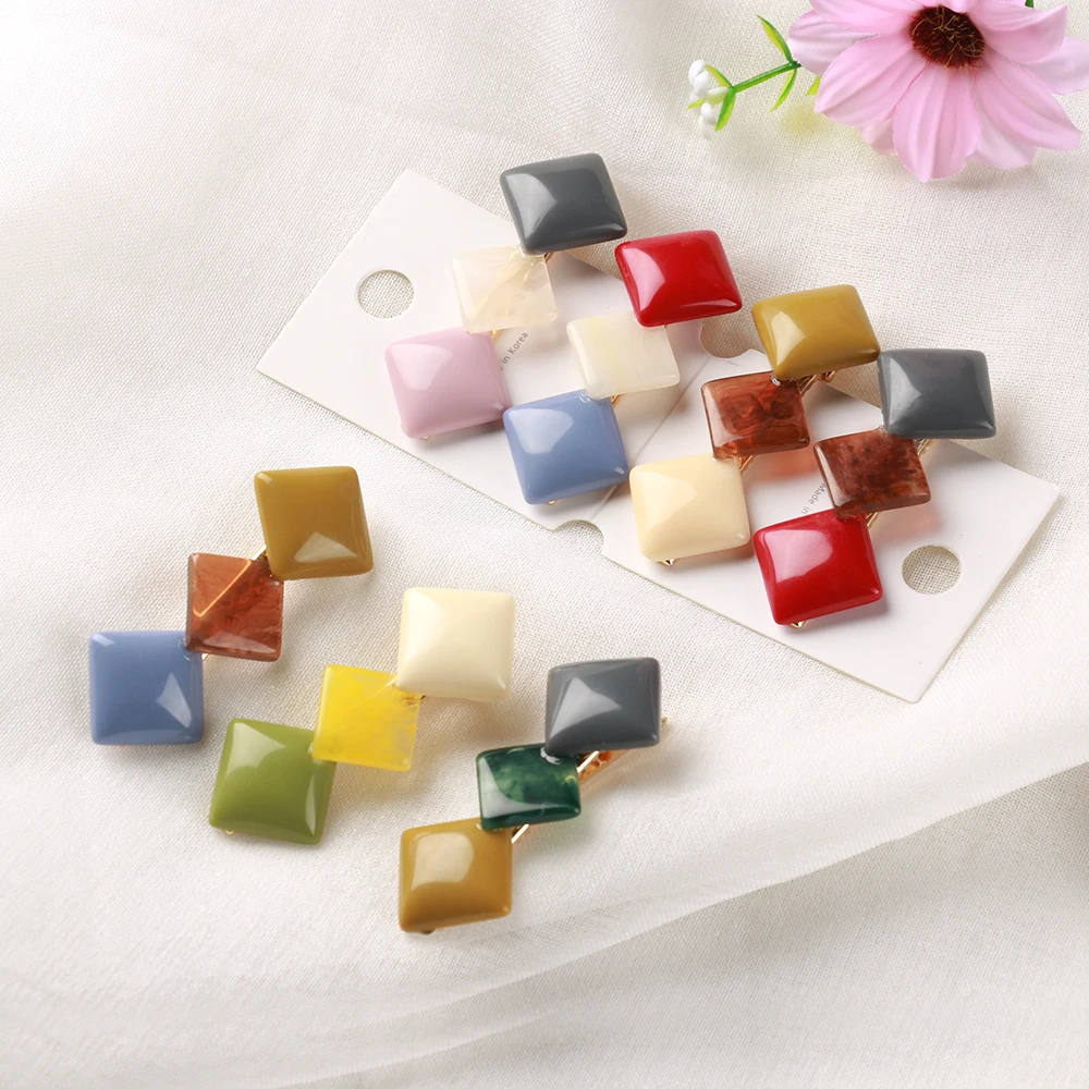 1PC Korea Fashion Macaron Color Hairpins Geometric Rhombus Square Hair Clips Resin Hairgrip Women Hair Styling Tool Accessories
1PC Korea Fashion Macaron Color Hairpins Geometric Rhombus Square Hair Clips Resin Hairgrip Women Hair Styling Tool Accessories