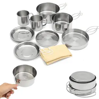 8pcs Portable Cookware Stainless Steel Pan Cooking Tool Set for Trekking Hiking Backpack Picnic Outdoor Tactical Sets with Bag
8pcs Portable Cookware Stainless Steel Pan Cooking Tool Set for Trekking Hiking Backpack Picnic Outdoor Tactical Sets with Bag