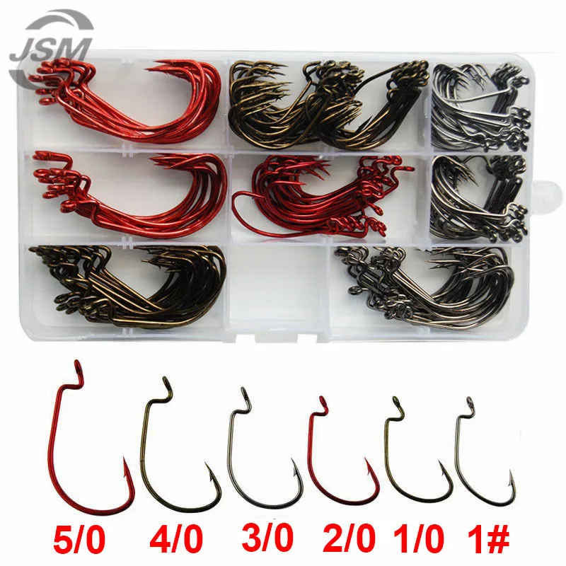 JSM 180pcs 7316 High Carbon Steel Fishing Hooks Offset Jig Worm X Strong Fishing Hook Set Size 1 1/0 2/0 3/0 4/0 5/0
JSM 180pcs 7316 High Carbon Steel Fishing Hooks Offset Jig Worm X Strong Fishing Hook Set Size 1 1/0 2/0 3/0 4/0 5/0