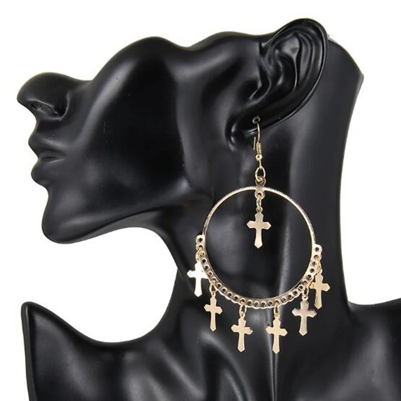 New Bohemia Handmade Alloy Gold Cross Tassel Hoop Earring For Women Hollow Simple Carving Ladies Jewelry Long Earrings Gifts
New Bohemia Handmade Alloy Gold Cross Tassel Hoop Earring For Women Hollow Simple Carving Ladies Jewelry Long Earrings Gifts