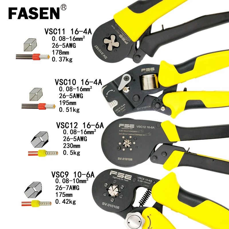 High precision crimping pliers VSC 16-6A/16-4A 0.08-16mm2 26-5AWG for tube type needle type terminal manual adjustment tools
High precision crimping pliers VSC 16-6A/16-4A 0.08-16mm2 26-5AWG for tube type needle type terminal manual adjustment tools