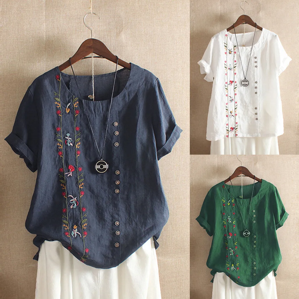 New Tshirt Women Bohemian Summer Floral Embroidered T-shirt Camisas Short Sleeve Tops Camiseta Mujer Top Women Harajuku T Shirt
New Tshirt Women Bohemian Summer Floral Embroidered T-shirt Camisas Short Sleeve Tops Camiseta Mujer Top Women Harajuku T Shirt