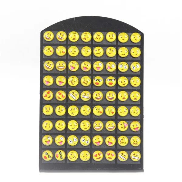 

36 pairs Round Yellow Happy Face Emoji Earrings Cute Funny Smiley Stud Earrings For women Girl Christmas Gift