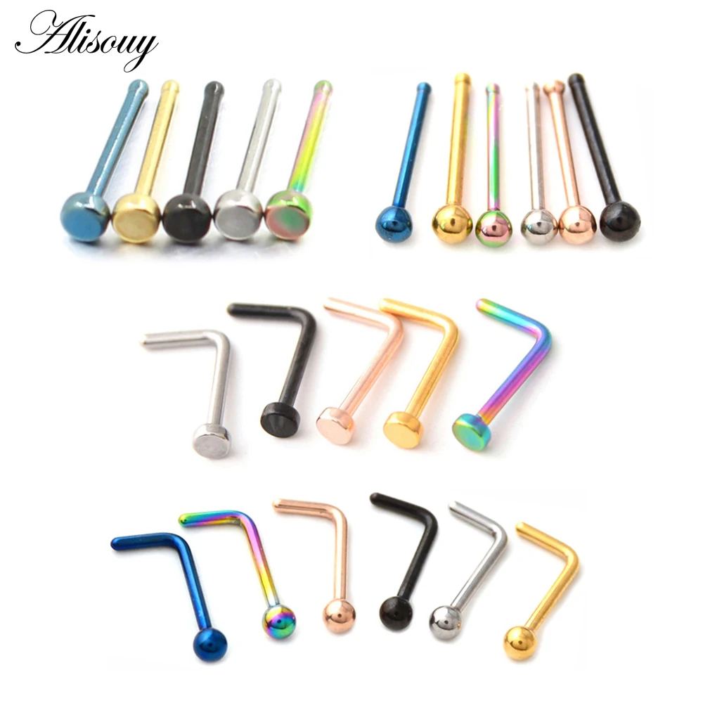 Alisouy 1PC 20G Steel Nose Rings Nariz Earrings Nostril Piercings Nose Screw Curved Prong Nose Stud Septum Rings Body Jewelry 
Alisouy 1PC 20G Steel Nose Rings Nariz Earrings Nostril Piercings Nose Screw Curved Prong Nose Stud Septum Rings Body Jewelry