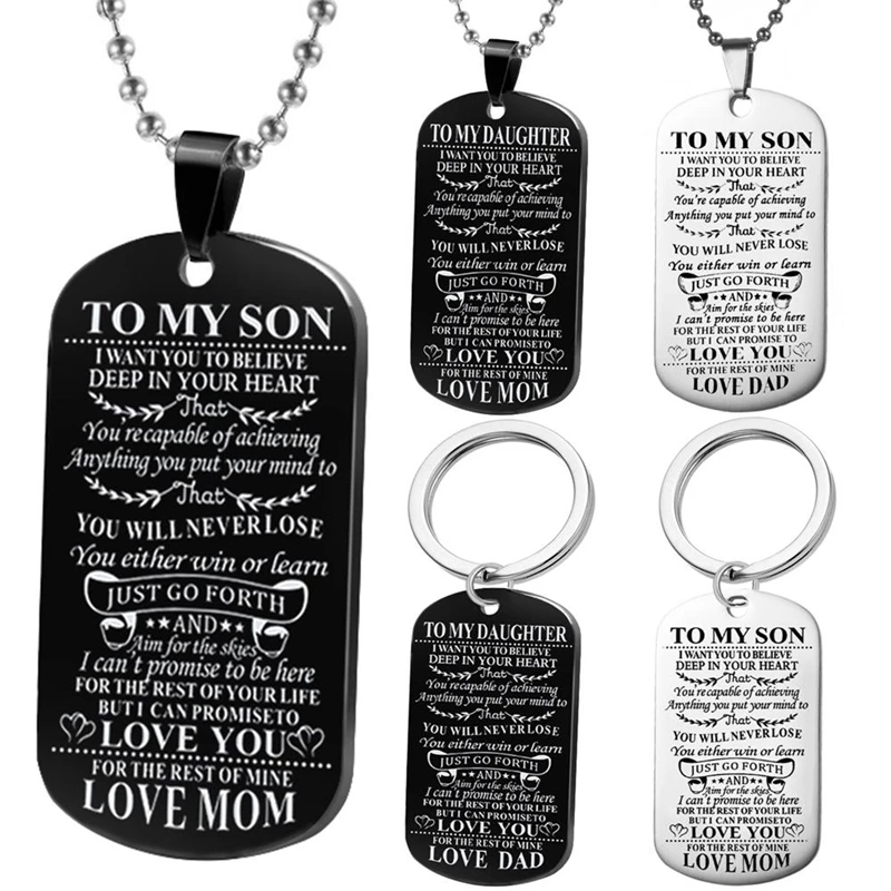 Customed Necklaces Dog Tags Dad\mom To Son\daugthter Pendant Personalized Necklace Metal military Dog tag Engraving Steel Gift
Customed Necklaces Dog Tags Dad\mom To Son\daugthter Pendant Personalized Necklace Metal military Dog tag Engraving Steel Gift