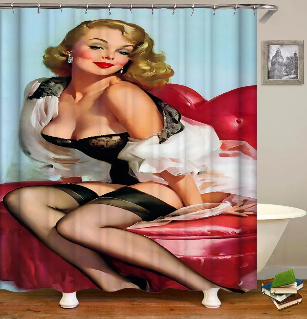 OLOEY High Quality 3D Print Pin Up Girl Shower Curtain Waterproof Bathroom Polyester Fabric Bathroom Curtain Customized
OLOEY High Quality 3D Print Pin Up Girl Shower Curtain Waterproof Bathroom Polyester Fabric Bathroom Curtain Customized