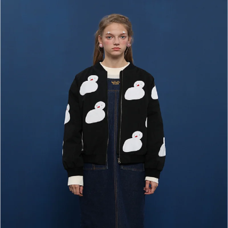 Women Jacket Tops 2017 Autumn New Sweet Snowman Patch Female Black Outwear Coats Cotton Feminina Basic Casual Baseball Jackets
Women Jacket Tops 2017 Autumn New Sweet Snowman Patch Female Black Outwear Coats Cotton Feminina Basic Casual Baseball Jackets