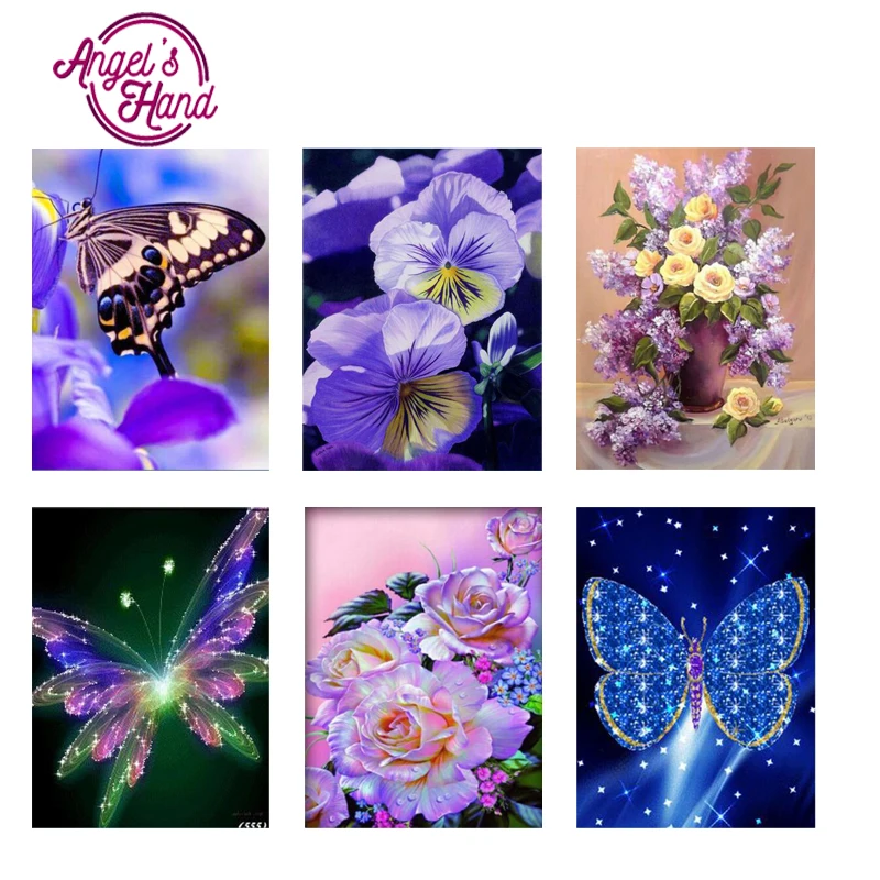 ANGEL'S HAND Round/square diamond cross stitch Painting Cross Stitch picture Needlework Home Decor Flowers butterflies | Дом и сад