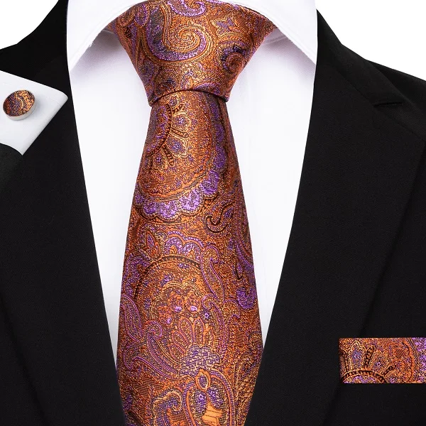 2019 DiBanGu Novelty Orange Purple Floral Tie 100% Silk Necktie Hanky Cufflinks Tie for Men Business Wedding Tie Set MJ-7109
2019 DiBanGu Novelty Orange Purple Floral Tie 100% Silk Necktie Hanky Cufflinks Tie for Men Business Wedding Tie Set MJ-7109
