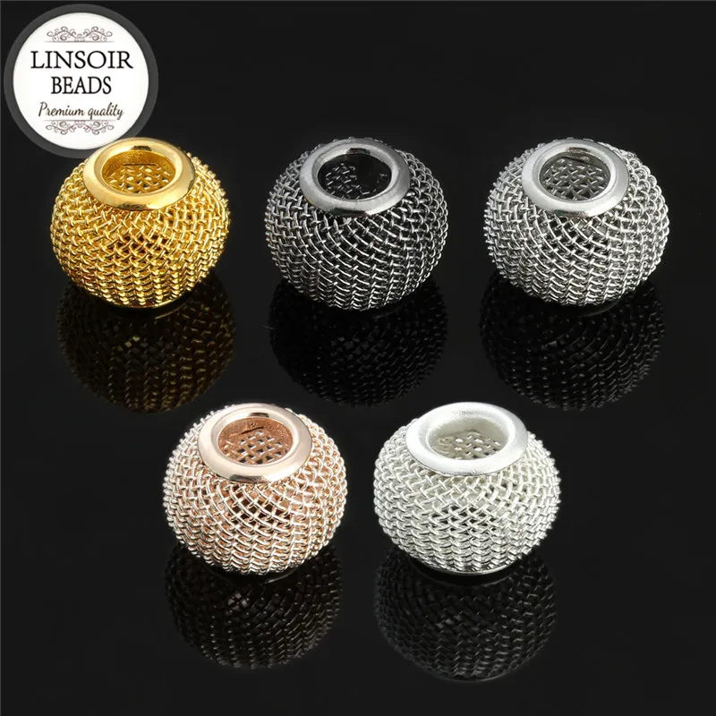 LINSOIR 10pcs/lot Metal Mesh Beads For Jewelry Making Gold Color Big Large Hole Spacer Beads Fits DIY Bracelets Necklace F1143
LINSOIR 10pcs/lot Metal Mesh Beads For Jewelry Making Gold Color Big Large Hole Spacer Beads Fits DIY Bracelets Necklace F1143