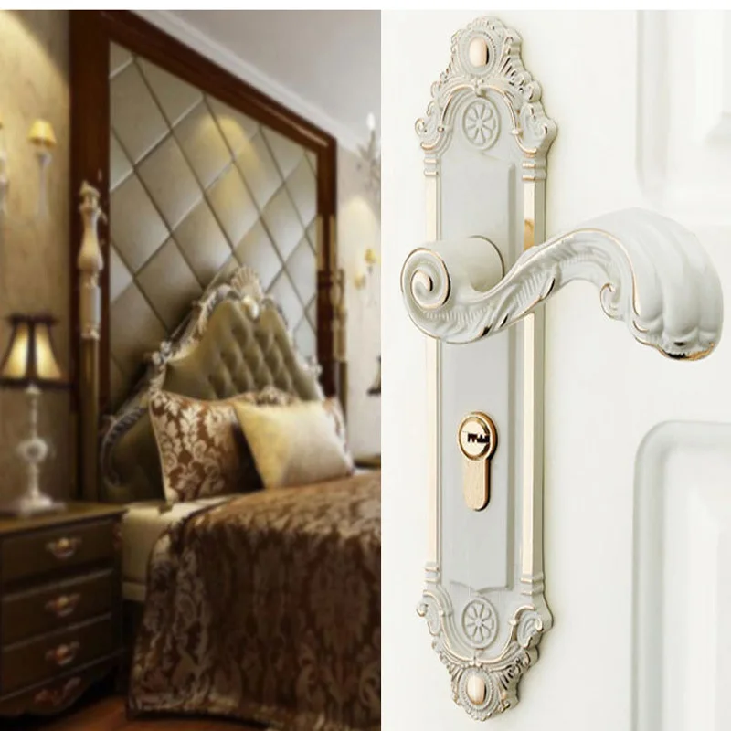 Ivory white European style aluminum indoor door lock with flower pattern | Обустройство дома