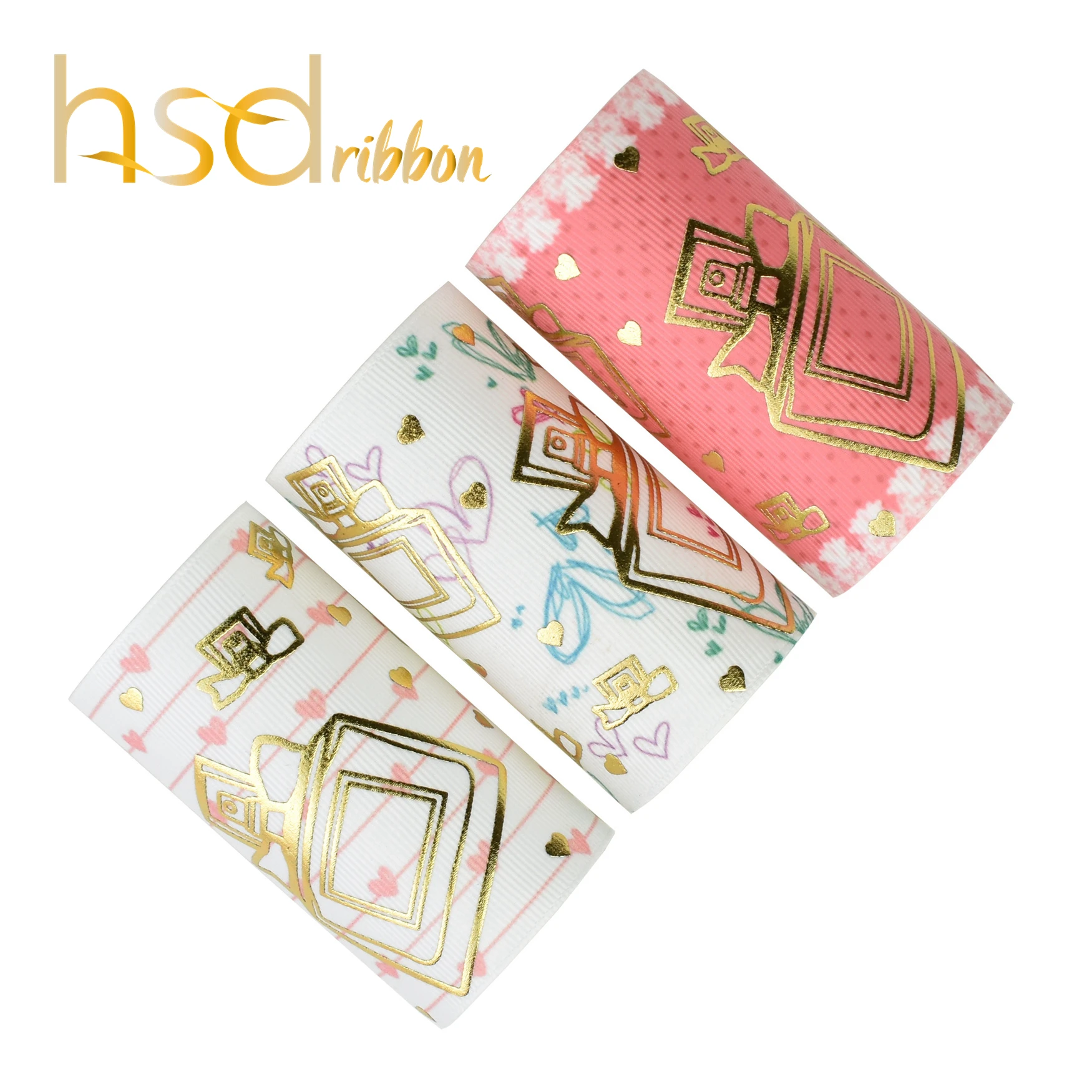 HSDRibbon 75mm 3 inch Perfume bottles foil Gold Printed on HT Grosgrain Ribbon for hair bow 50Yards/Roll
HSDRibbon 75mm 3 inch Perfume bottles foil Gold Printed on HT Grosgrain Ribbon for hair bow 50Yards/Roll