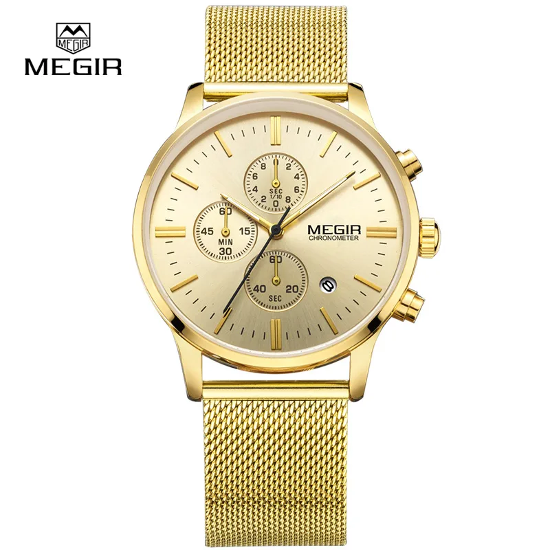 Classic Men's Gold Stainless Steel Mesh Band Quartz Wrist Watches Army Chronograph Stop Watch Clock Man Masculino Relogios 2011G
Classic Men's Gold Stainless Steel Mesh Band Quartz Wrist Watches Army Chronograph Stop Watch Clock Man Masculino Relogios 2011G