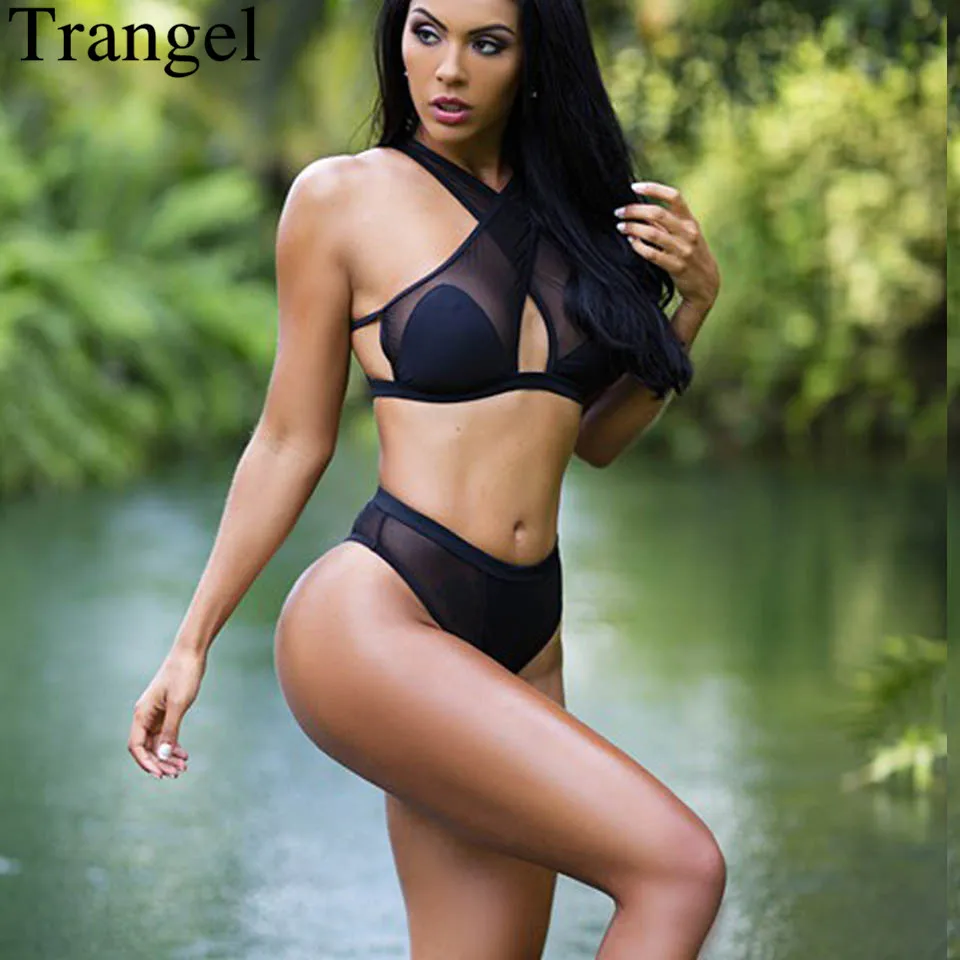 Trangel New High Neck Bikini Mesh Crop Top Hang Swimsuit Push Up Swimwear Women Bandage Cross High Cut Bathing suit Biquines
Trangel New High Neck Bikini Mesh Crop Top Hang Swimsuit Push Up Swimwear Women Bandage Cross High Cut Bathing suit Biquines