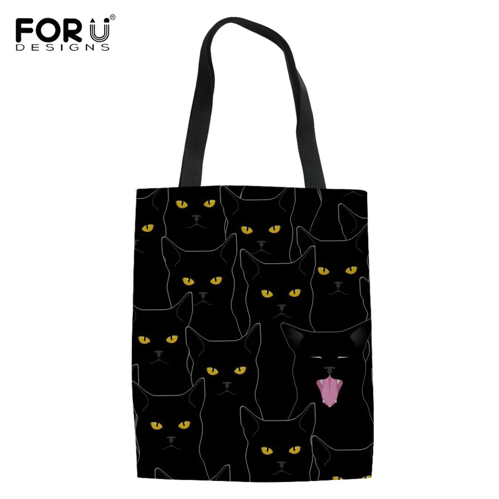 FORUDESIGNS Cute Black Cat Printing Women Tote Canvas Bags Eco Reusable Shopping Bag and Shoulder Bags for Women 2019 Sac a main
FORUDESIGNS Cute Black Cat Printing Women Tote Canvas Bags Eco Reusable Shopping Bag and Shoulder Bags for Women 2019 Sac a main