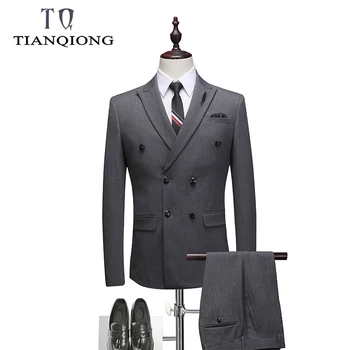 Double Breasted Suit Men 2019 New Men's Suits with Pants and Vest Gray Wedding Groom Tuxedo 3 Piece Suit Mens Formal Wear
Double Breasted Suit Men 2019 New Men's Suits with Pants and Vest Gray Wedding Groom Tuxedo 3 Piece Suit Mens Formal Wear